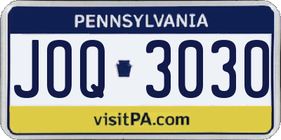 PA license plate JOQ3030