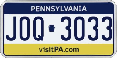 PA license plate JOQ3033
