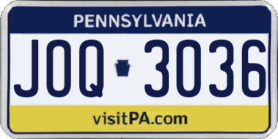 PA license plate JOQ3036