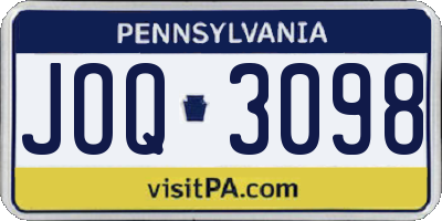 PA license plate JOQ3098