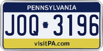 PA license plate JOQ3196