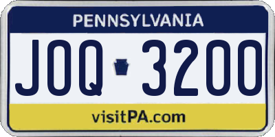 PA license plate JOQ3200