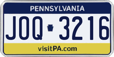 PA license plate JOQ3216