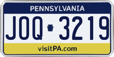 PA license plate JOQ3219