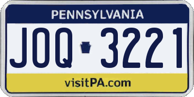PA license plate JOQ3221
