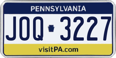 PA license plate JOQ3227