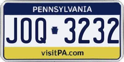 PA license plate JOQ3232