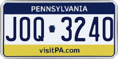 PA license plate JOQ3240