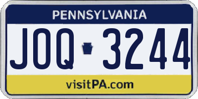 PA license plate JOQ3244