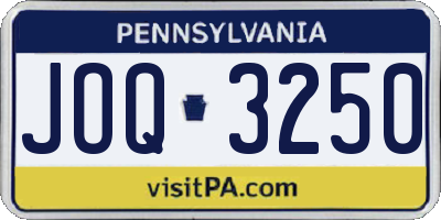 PA license plate JOQ3250