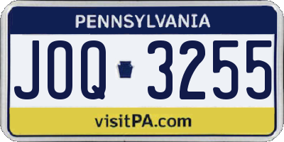 PA license plate JOQ3255