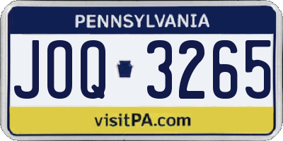 PA license plate JOQ3265