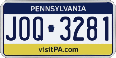 PA license plate JOQ3281