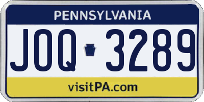 PA license plate JOQ3289