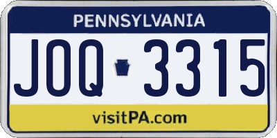 PA license plate JOQ3315