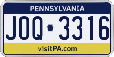 PA license plate JOQ3316