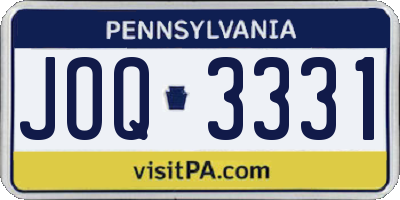 PA license plate JOQ3331