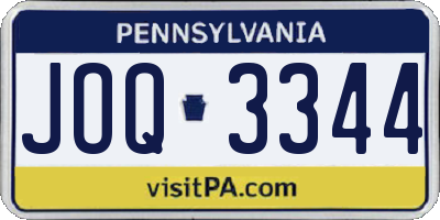 PA license plate JOQ3344