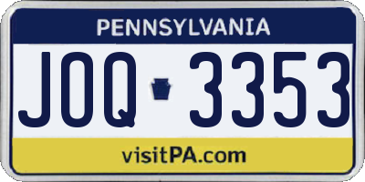 PA license plate JOQ3353