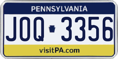 PA license plate JOQ3356