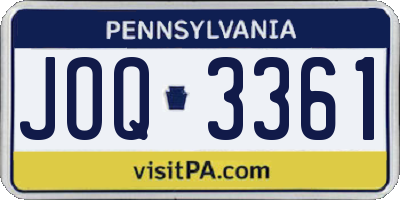 PA license plate JOQ3361