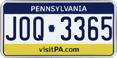 PA license plate JOQ3365