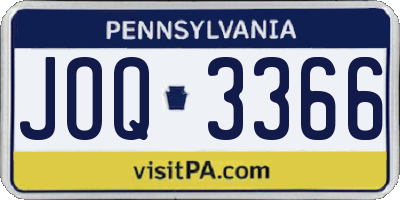PA license plate JOQ3366