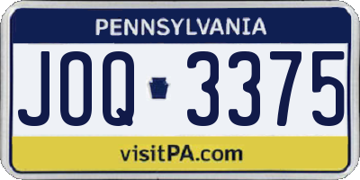 PA license plate JOQ3375