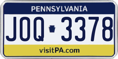 PA license plate JOQ3378