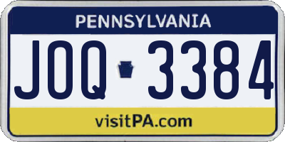 PA license plate JOQ3384