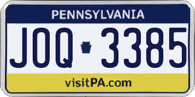 PA license plate JOQ3385