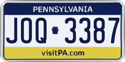 PA license plate JOQ3387