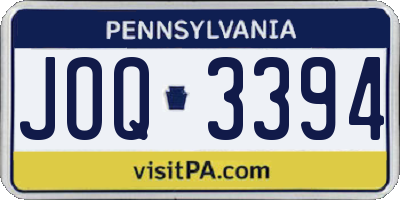 PA license plate JOQ3394