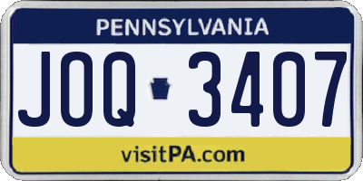PA license plate JOQ3407