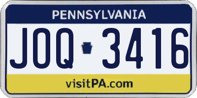 PA license plate JOQ3416