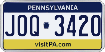 PA license plate JOQ3420