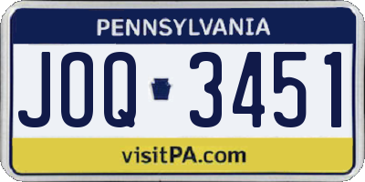 PA license plate JOQ3451