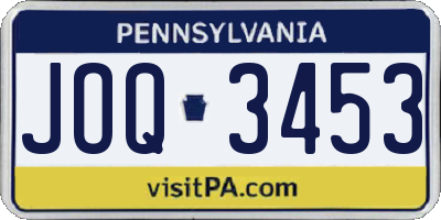 PA license plate JOQ3453