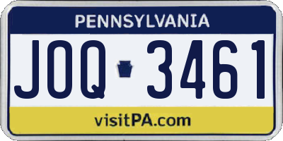 PA license plate JOQ3461