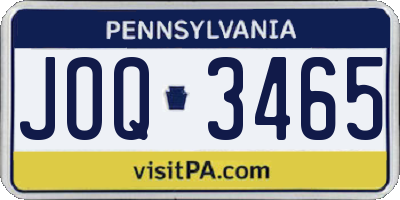 PA license plate JOQ3465