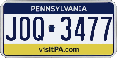 PA license plate JOQ3477