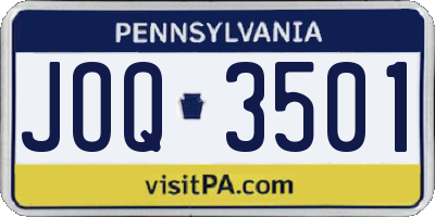 PA license plate JOQ3501
