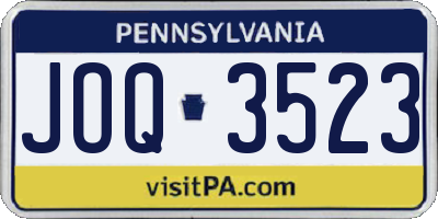 PA license plate JOQ3523