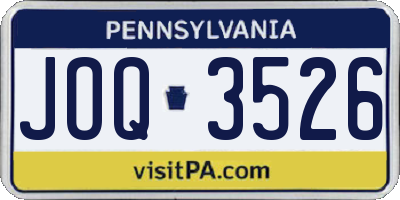 PA license plate JOQ3526
