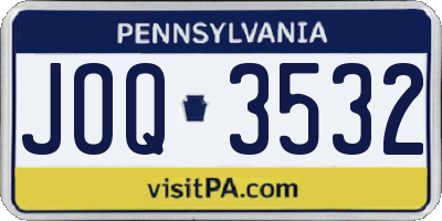 PA license plate JOQ3532