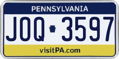 PA license plate JOQ3597