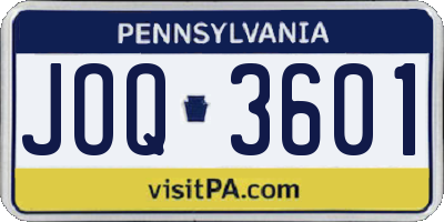 PA license plate JOQ3601