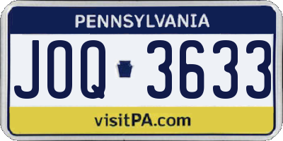 PA license plate JOQ3633