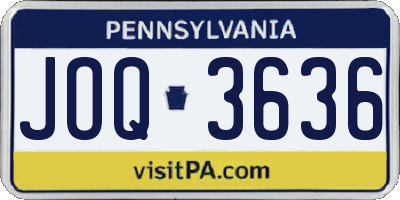 PA license plate JOQ3636