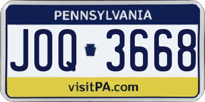 PA license plate JOQ3668